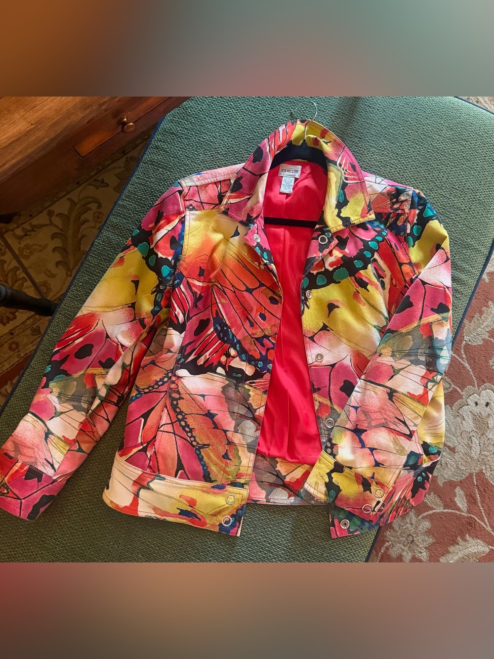 Chico’s Colorful Butterfly Print Women's Jacket - Vibrant Multi